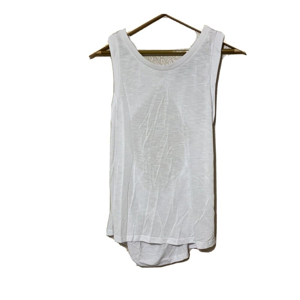 William‎ B Womens White Slub Knit Open Back Crisscross Tank Top Size Medium
